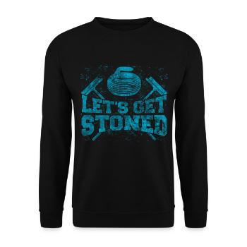 Coole Curling Plakette Lets get stoned für Curler - Unisex Pullover - Schwarz - Vorne - Alina (178cm) & Michal (187cm)