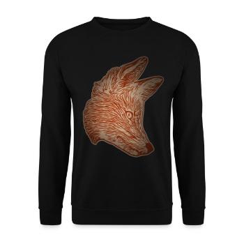 Fuchs Waldtier Design mit Tierkopf - Unisex Pullover - Schwarz - Vorne - Alina (178cm) & Michal (187cm)