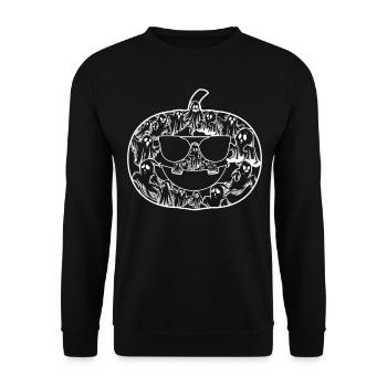 Halloween Pumpkin Ghosts I Funny Halloween Pumpkin - Unisex Sweatshirt - black - Front - Alina (178cm) & Michal (187cm)
