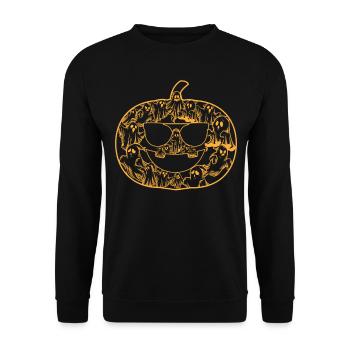 Halloween Ghost Pumpkin I Funny Halloween Pumpkin - Unisex Sweatshirt - black - Front - Alina (178cm) & Michal (187cm)
