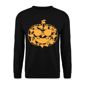 Halloween Pumpkin with Ghosts I Halloween Pumpkin - Unisex Sweatshirt - black - Front - Alina (178cm) & Michal (187cm)