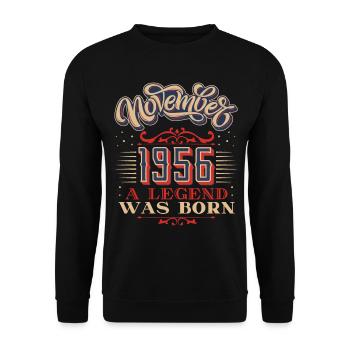 1956, birthday, November 1956, 11.1956, 11-1956 - Unisex Sweatshirt - black - Front - Alina (178cm) & Michal (187cm)