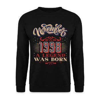 1998 birthday, November-1998, 11-1998 birthday - Unisex Sweatshirt - black - Front - Alina (178cm) & Michal (187cm)
