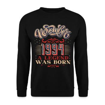 1994, birthday, November 1994, 11.1994, 11-1994 - Unisex Sweatshirt - black - Front - Alina (178cm) & Michal (187cm)
