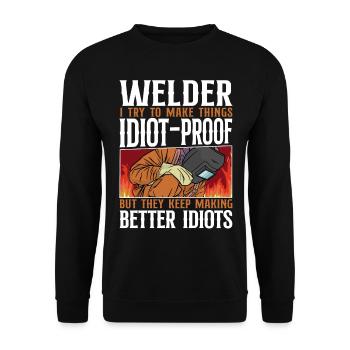 Welder Welding Vintage Welder I - Unisex Pullover - Schwarz - Vorne - Alina (178cm) & Michal (187cm)