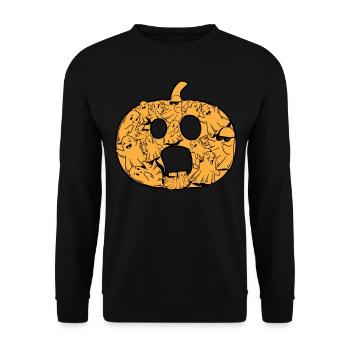 Halloween Pumpkin Ghost I Halloween Ghost - Unisex Sweatshirt - black - Front - Alina (178cm) & Michal (187cm)