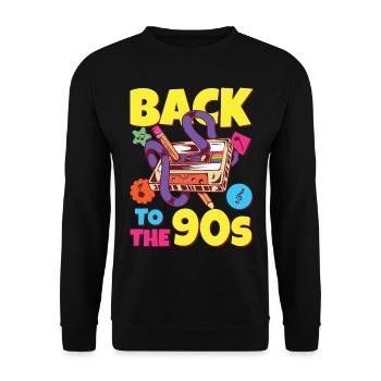 90s Outfit 90s ThemeParty 1990s Cassette - Sweat-shirt Unisexe - noir - Devant - Alina (178cm) & Michal (187cm)