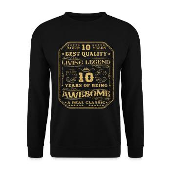 10 Geburtstag 10 Jahre Mann 10 jahre legende 10 - Unisex Pullover - Schwarz - Vorne - Alina (178cm) & Michal (187cm)