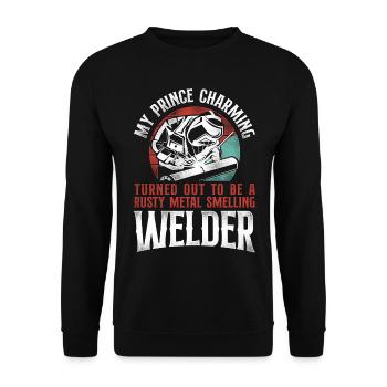Welder Welding Girlfriend Vintage - Unisex Pullover - Schwarz - Vorne - Alina (178cm) & Michal (187cm)