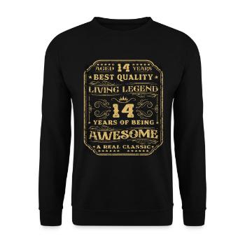 14 Geburtstag 14 Jahre Mann 14 jahre legende 14 - Unisex Pullover - Schwarz - Vorne - Alina (178cm) & Michal (187cm)