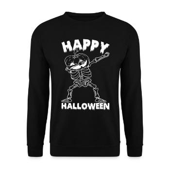 Halloween Dabbing Squelette avec citrouille - Sweat-shirt Unisexe - noir - Devant - Alina (178cm) & Michal (187cm)