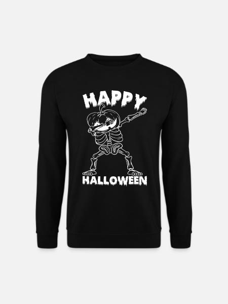 Halloween Dabbing Skeleton with Pumpkin - Unisex Pullover - Schwarz