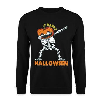 Joyeux Halloween Squelette Citrouille Halloween Dabbing - Sweat-shirt Unisexe - noir - Devant - Alina (178cm) & Michal (187cm)