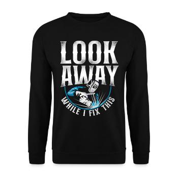 Welder Welding Vintage Look Away - Unisex Pullover - Schwarz - Vorne - Alina (178cm) & Michal (187cm)