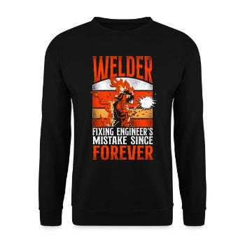 Welder Welding Vintage Welder - Unisex Pullover - Schwarz - Vorne - Alina (178cm) & Michal (187cm)
