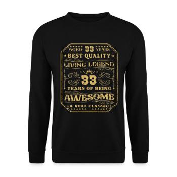 33 Geburtstag 33 Jahre Mann 33 jahre legende 33 - Unisex Pullover - Schwarz - Vorne - Alina (178cm) & Michal (187cm)