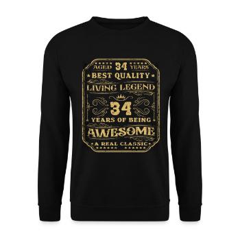 34 Geburtstag 34 Jahre Mann 34 jahre legende 34 - Unisex Pullover - Schwarz - Vorne - Alina (178cm) & Michal (187cm)