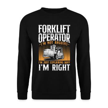 Certified Forklift Truck Operator - Unisex Sweatshirt - black - Front - Alina (178cm) & Michal (187cm)