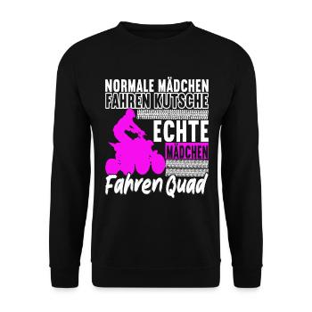 Quad Bike Quadfahrer - Unisex Pullover - Schwarz - Vorne - Alina (178cm) & Michal (187cm)