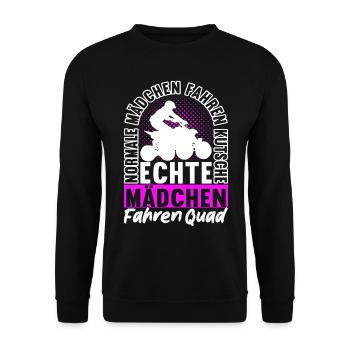 Quad Bike Quadfahrer - Unisex Pullover - Schwarz - Vorne - Alina (178cm) & Michal (187cm)