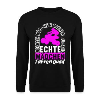 Quad Bike Quadfahrer - Unisex Pullover - Schwarz - Vorne - Alina (178cm) & Michal (187cm)