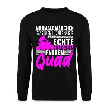 Quad Bike Quadfahrer - Unisex Pullover - Schwarz - Vorne - Alina (178cm) & Michal (187cm)