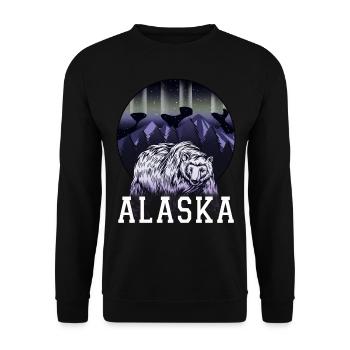 Alaska Geschenk Kinder Herren Damen USA Natur Eis - Unisex Pullover - Schwarz - Vorne - Alina (178cm) & Michal (187cm)