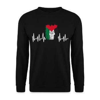 Palästina Geschenk Free Palestine Gaza Streifen - Unisex Pullover - Schwarz - Vorne - Alina (178cm) & Michal (187cm)