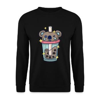 Kpop Koala Korean Pop Bubble Tea Geschenk Kinder - Unisex Pullover - Schwarz - Vorne - Alina (178cm) & Michal (187cm)