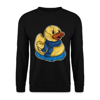 Ente Geschenk Kinder Badewanne Entchen Entlein - Unisex Pullover - Schwarz - Vorne - Alina (178cm) & Michal (187cm)