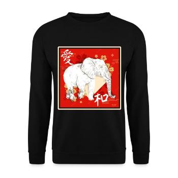 Elephant Gift For Proboscis Africa Wilderness Zoo - Unisex Sweatshirt - black - Front - Alina (178cm) & Michal (187cm)