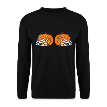 Halloween Tshirt Halloweenparty Mörder Killer Tod - Unisex Pullover - Schwarz - Vorne - Alina (178cm) & Michal (187cm)