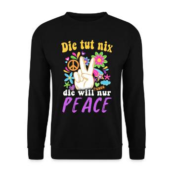 Hippie Tshirt Peace Bewegung Woodstock Boho Groove - Unisex Pullover - Schwarz - Vorne - Alina (178cm) & Michal (187cm)