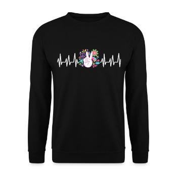 Hippie Cadeau Acidhead Flowerpower Hippi Hippy - Sweat-shirt Unisexe - noir - Devant - Alina (178cm) & Michal (187cm)