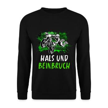 Motocross Tshirt Für Herren Damen Enduro Supermoto - Unisex Pullover - Schwarz - Vorne - Alina (178cm) & Michal (187cm)