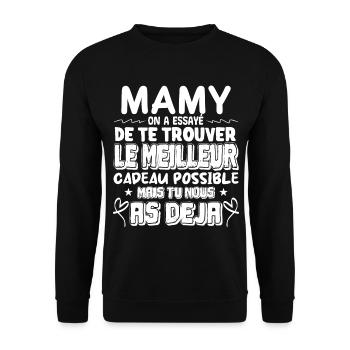 cadeau mamy citation touchante cadeau pour mamy - Sweat-shirt Unisexe - noir - Devant - Alina (178cm) & Michal (187cm)