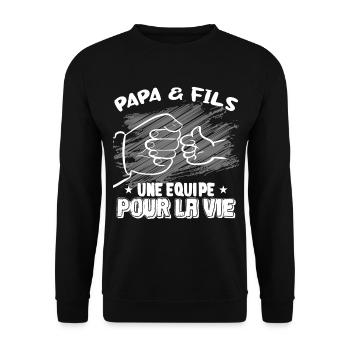 Père Et Fils Une Équipe Pour La Vie - Sweat-shirt Unisexe - noir - Devant - Alina (178cm) & Michal (187cm)