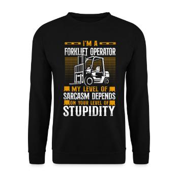 Certified Forklift Truck Operator - Unisex Sweatshirt - black - Front - Alina (178cm) & Michal (187cm)