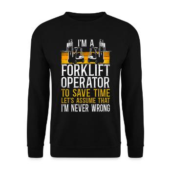 Certified Forklift Truck Operator - Unisex Sweatshirt - black - Front - Alina (178cm) & Michal (187cm)