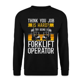 Certified Forklift Truck Operator - Unisex Pullover - Schwarz - Vorne - Alina (178cm) & Michal (187cm)