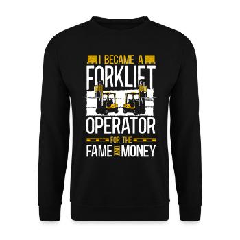 Certified Forklift Truck Operator - Unisex Sweatshirt - black - Front - Alina (178cm) & Michal (187cm)