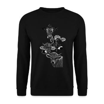 Vier Köpfe von vier Kühen - Unisex Pullover - Schwarz - Vorne - Alina (178cm) & Michal (187cm)