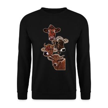 Vier Köpfe von vier Kühen - Unisex Pullover - Schwarz - Vorne - Alina (178cm) & Michal (187cm)