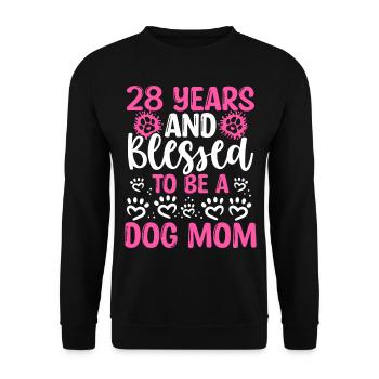 28 Birthday Blessed Dog Mom 28 Year Old Dog Mother - Unisex Sweatshirt - black - Front - Alina (178cm) & Michal (187cm)