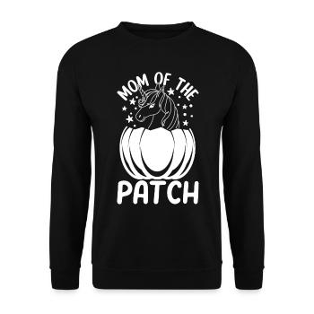 Halloween Mom of the Patch I Halloween Unicorn Mam - Unisex Sweatshirt - black - Front - Alina (178cm) & Michal (187cm)