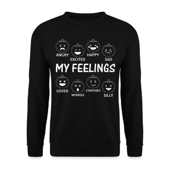Halloween Pumpkin My Feelings Funny Pumpkins - Unisex Sweatshirt - black - Front - Alina (178cm) & Michal (187cm)