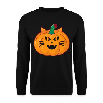 Halloween Citrouille Chat Drôle Halloween Citrouille Chat - Sweat-shirt Unisexe - noir - Devant - Alina (178cm) & Michal (187cm)