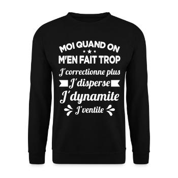 Tontons Flingueurs J'dynamite J'disperse J'ventile - Sweat-shirt Unisexe - noir - Devant - Alina (178cm) & Michal (187cm)