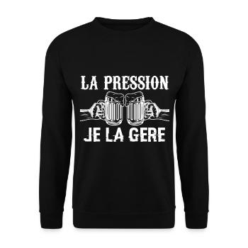 Je Ne Subis Pas La Pression Je La Bois Bière Drôle - Sweat-shirt Unisexe - noir - Devant - Alina (178cm) & Michal (187cm)