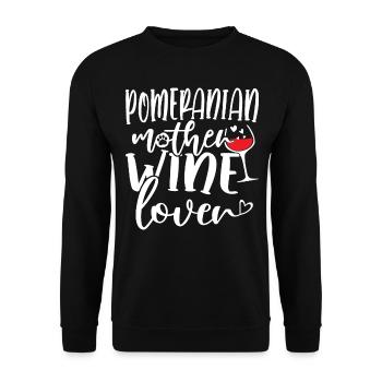 Wine Lover POMERANIAN Mother - Unisex Pullover - Schwarz - Vorne - Alina (178cm) & Michal (187cm)